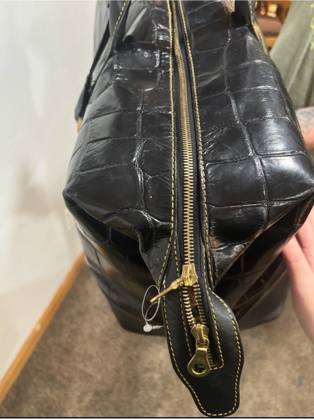 Dooney & Bourke Black and red Croc-Embossed weekender duffle Bag - Picture 4 of 14